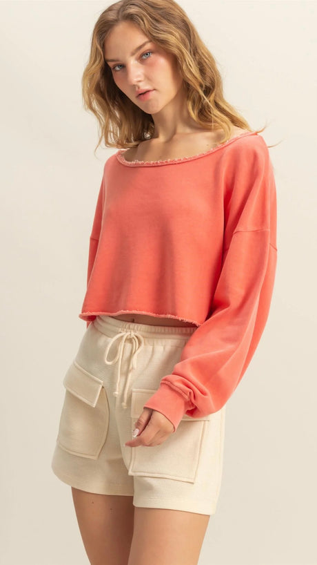 Slouch Wide Neck Fleece Sweatshirt