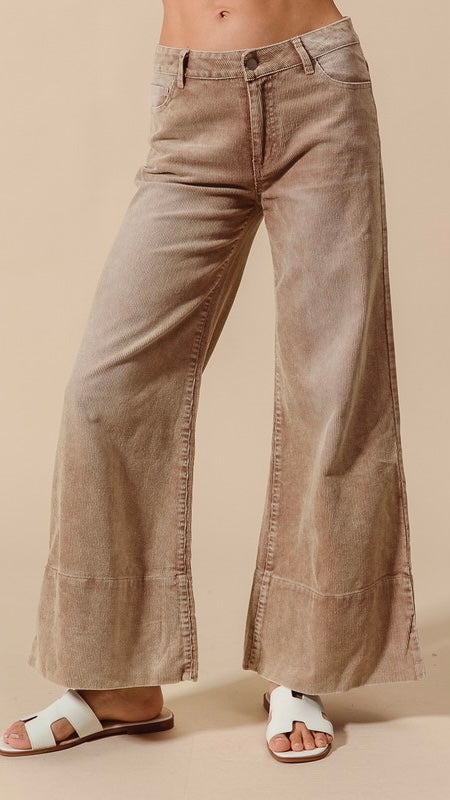 Split Hem Wide Leg Corduroy Pants