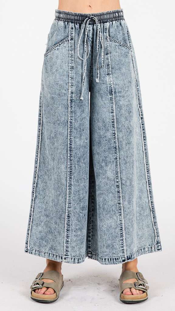 Slash Pkt Denim Wide Leg Pants