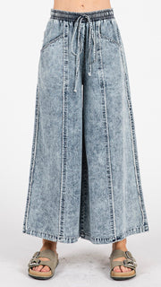 Slash Pkt Denim Wide Leg Pants