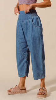 Smocked Waist Harem Jogger Jeans