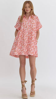 Paisley Print Button Front Dress w/Pockets