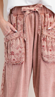 Tribal Cotton Mixed Fabric Mineral Pants