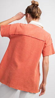 Raw Edge Mineral Wash Henley Top