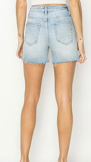 High Rise Side Vent Frayed Shorts