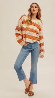 Daisy Crochet Colorblock Sweater