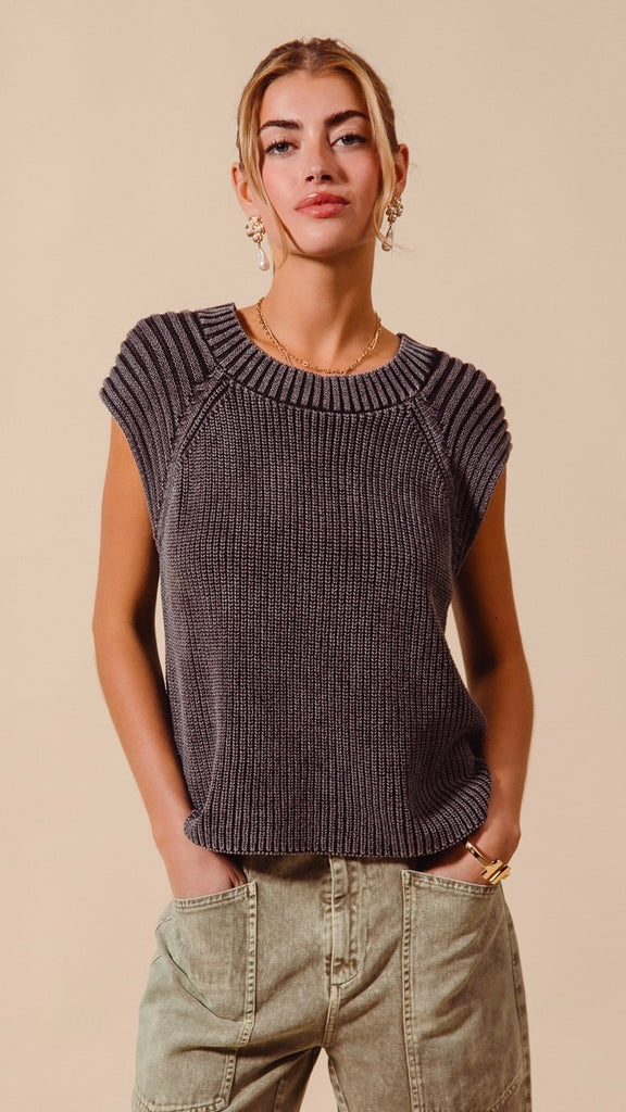 Mineral Ribbed Shoulder Summer Sweater