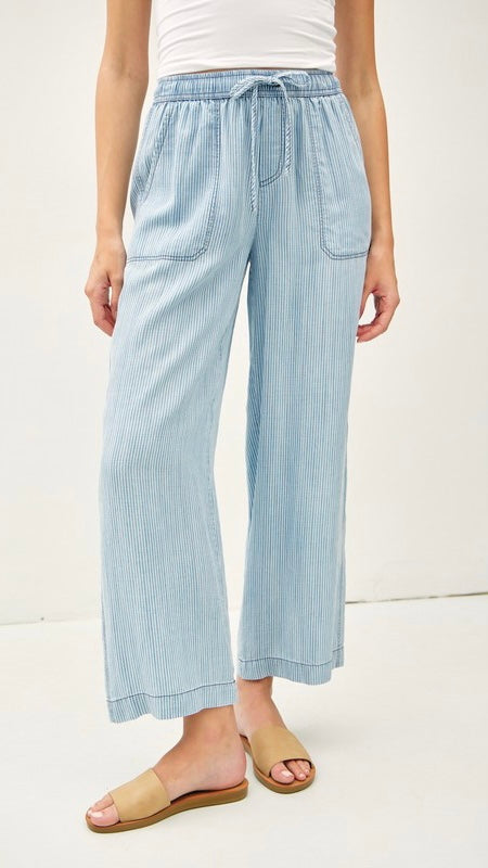 Stripe Tencel Patch Pocket Pants