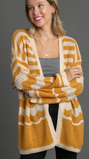 Wavy Stripe Slouch Open Cardigan