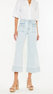 High Rise Pinstripe Wide Leg Crop Jean