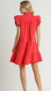 Mineral French Terry Ruffle Shoulder Dress