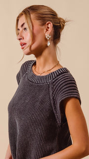 Mineral Ribbed Shoulder Summer Sweater