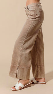 Split Hem Wide Leg Corduroy Pants