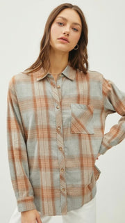 Lt Wt Plaid Flannel L/S Top