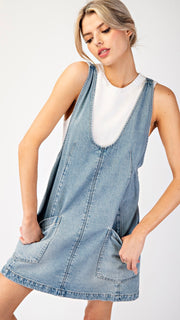 Denim Jumper Dress w/Pkts