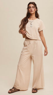 Wide Leg French Terry Knit Pants