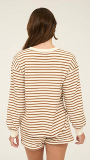 Stripe Henley Snap Sweatshirt