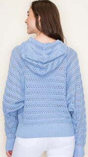 Open Crochet Hooded Sweater