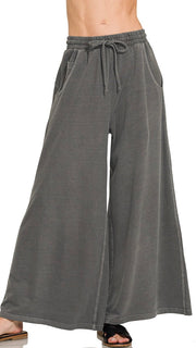 Enzyme Wash French Terry Wide Leg Pants