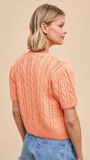 Annette Cable Puff Slv Cardigan