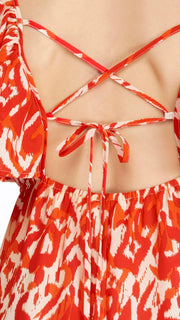 Open Tie Back Flutter Slv Midi Dress