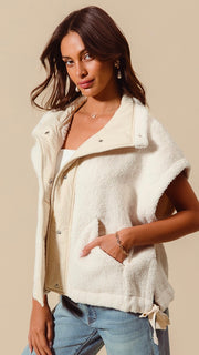 Soft Sherpa Oversized Vest w/Ties