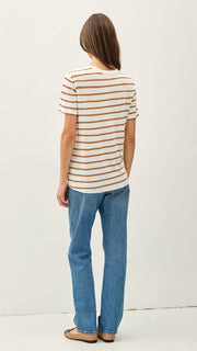 Step Hem V-Neck Stripe Tee