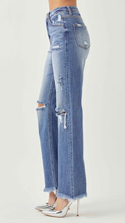 High Rise Destruct Knee Stretch St Jeans