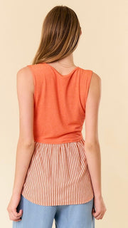 Stripe Flounce Empire Waist Tank Top