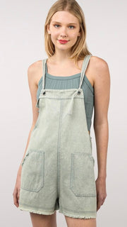 Mineral Wash Twill Strap Denim Romper