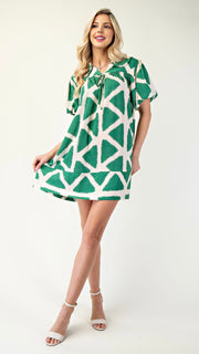 Geo Print Peter Pan Collar Dress