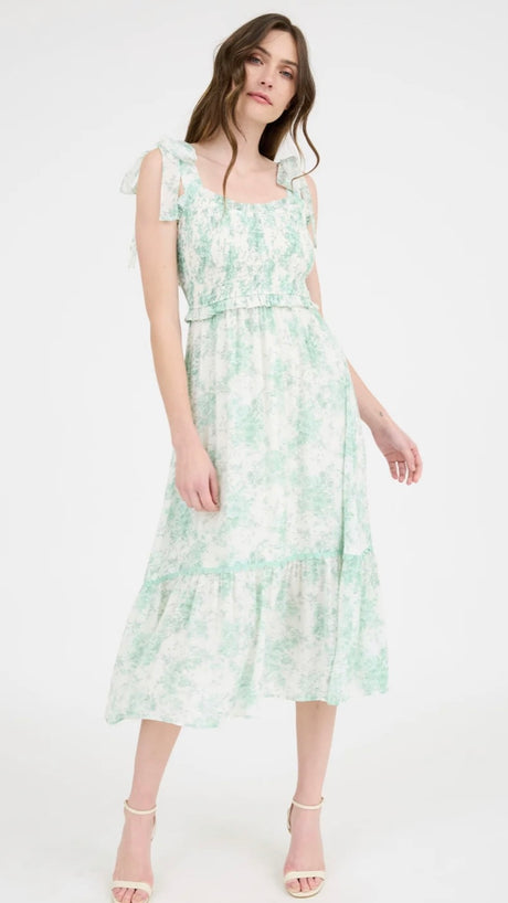 Floral Smocked Bodice Midi Dress