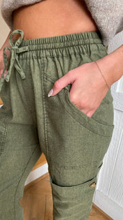 Woven Patch Pocket Mineral Wash Pants
