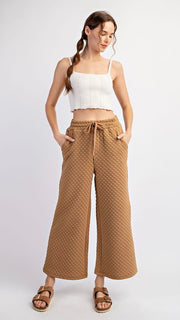 Quilted Knit Wide Leg Pants