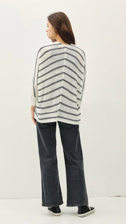 Dolman 3/4 Sleeve Stripe Cardigan