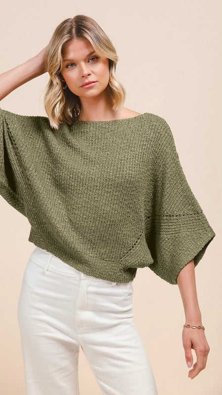 Dolman Boat Neck 1/2 Slv Sweater (Copy)