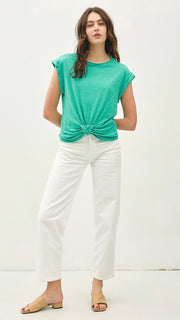 Knotted Front Cap Sleeve Top