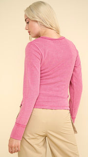 Mineral Waffle Knit Henley Top