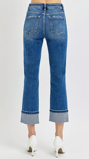 High Rise Ankle Cuff St Leg Jean