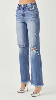 High Rise Destruct Knee Stretch St Jeans