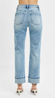 High Rise St Leg Crop Roll Jean