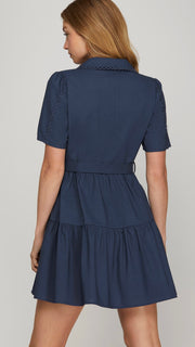Crochet Trim Short Sleeve Dress