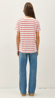 Step Hem V-Neck Stripe Tee