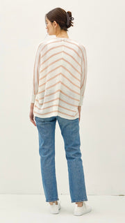 Dolman 3/4 Sleeve Stripe Cardigan