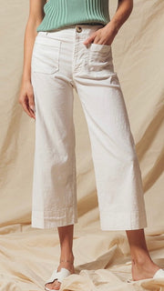 Patch Pocket Wide Leg Stretch Pants