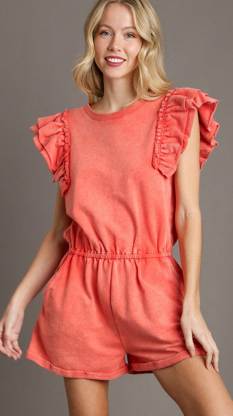Mineral French Terry Ruffle Romper