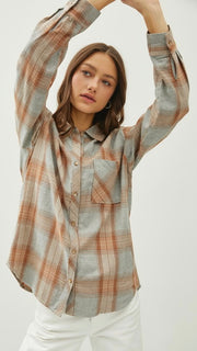 Lt Wt Plaid Flannel L/S Top