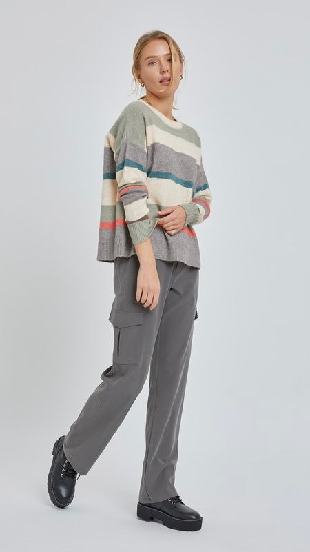 Mixed Stripe Marled Yarn Sweater