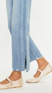 Mid Rise Gusset St Leg Split Hem Jeans
