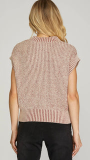 V-Neck Marled Yarn Sweater Top